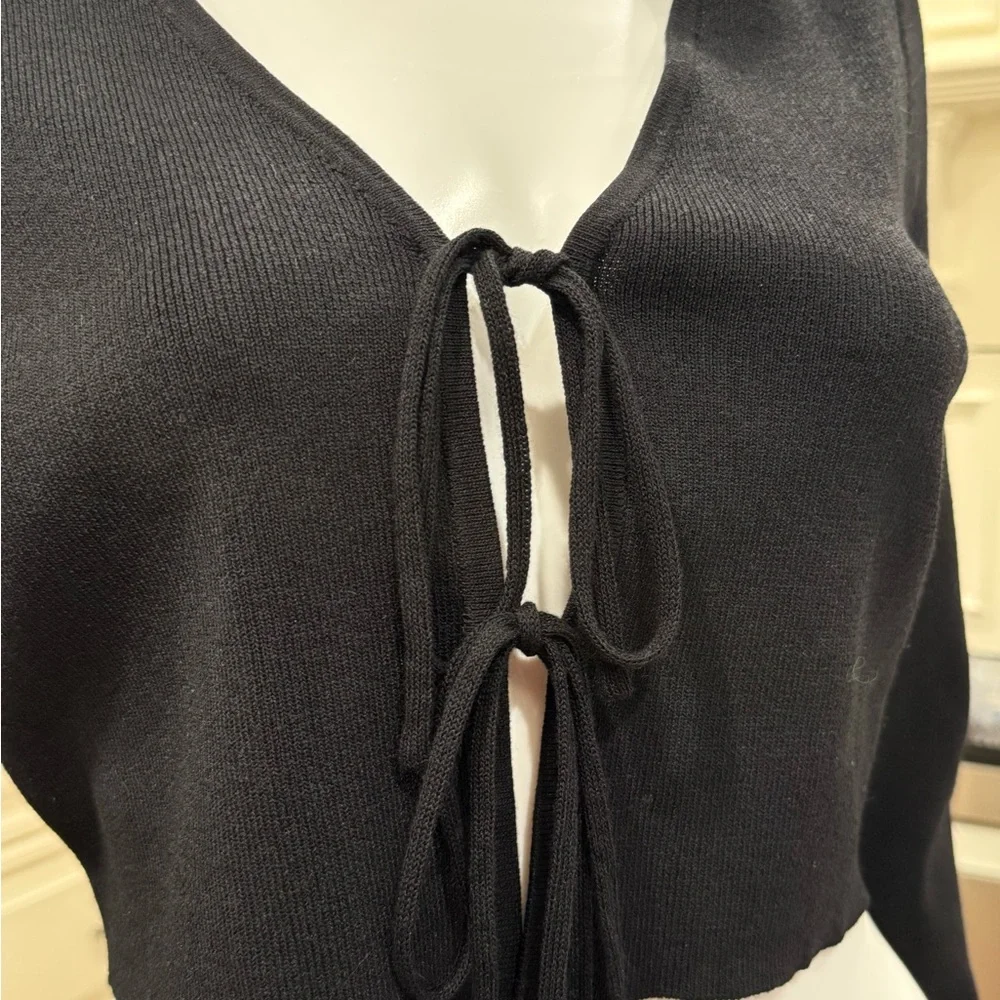 7 For All Mankind Black Lace-Up Crop Top M - Picture 6 of 7